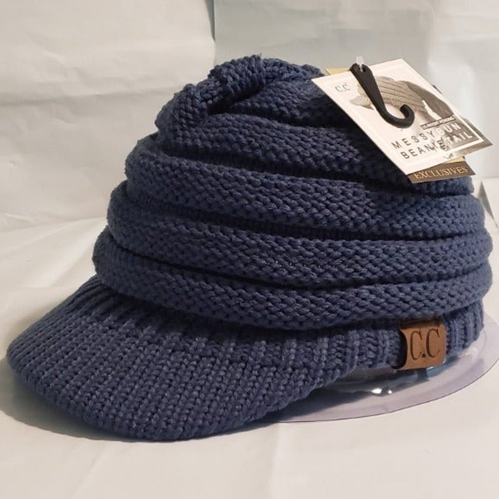 Denim Knitted Tail Hat